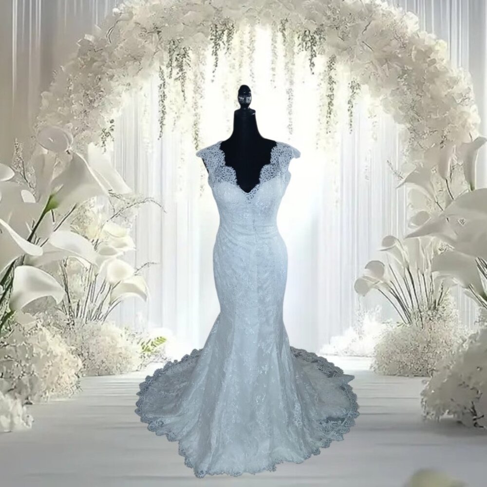 Elegant White Lace Wedding Dress